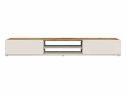 Mueble TV Garda con 2 puertas y 1 estante central brillo y roble 210x35x30 cm