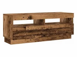 Clicnbuy Mueble TV luces LED madera ingeniería envejecida 200x35x40 cm