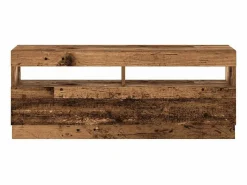 Clicnbuy Mueble TV luces LED madera ingeniería envejecida 200x35x40 cm