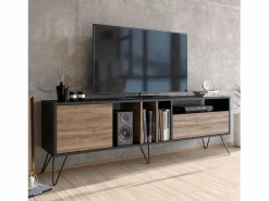 Concept-Usine Mueble TV madera y dorado con almacenaje 180 cm BEARN Marru00f3n