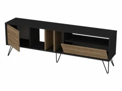 Concept-Usine Mueble TV madera y dorado con almacenaje 180 cm BEARN Marru00f3n