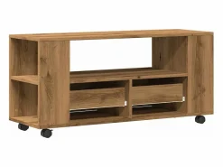 Outlet Mueble TV ruedas madera ingeniería roble artisan 102x34,5x43cm Mueble Tv