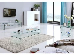 Hot Mueble TV STILEOS - 1 hueco - Cristal templado curvo 12 mm Mueble Tv
