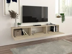 Online Mueble TV suspendido con 3 puertas - Efecto travertino - VIKILA Mueble Tv