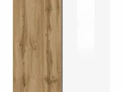 New Mueble TV suspendido Iseo con 2 puertas y 1 puerta abatible brillo y roble 200x35x30 cm Blanco