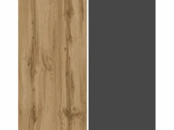 Outlet Mueble TV suspendido Iseo con 2 puertas y 1 puerta abatible, color antracita mate y roble, 200 x 35 x 30 cm Mueble Tv