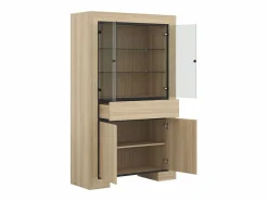 Petits-Meubles Mueble vajillero 4 puertas 1 cajón Lucius Madera y Negro