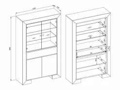 Petits-Meubles Mueble vajillero 4 puertas 1 cajón Lucius Madera y Negro