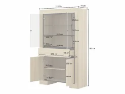 Petits-Meubles Mueble vajillero 4 puertas 1 cajón Lucius Madera y Negro