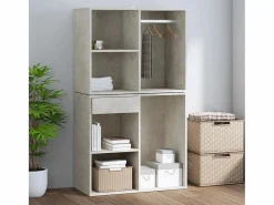 vidaxl Mueble vestidor madera contrachapada hormigón 80x40x65 cm