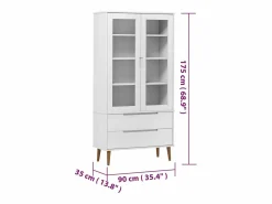 Clicnbuy Mueble vitrina MOLDE madera maciza de pino 90x35x175 cm