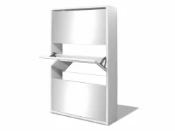 Best Mueble zapatero 3 niveles y espejo 63x17x102,5 cm ES408565 Blanco