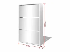 Best Mueble zapatero 3 niveles y espejo 63x17x102,5 cm ES408565 Blanco