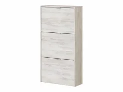 Mueble Zapatero 3 Puertas con Gran Capacidad con Acabado en Color Roble Blanqueado - Dim: 60 cm (Ancho) x 113 cm (Alto) x 22 cm (Fondo)
