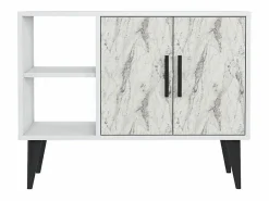 Clearance Mueble zapatero moderno para recibidor y salón 90x35x70cm Arizona - Efecto mármol Blanco