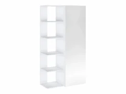 Vente-unique Mueble zapatero con 4 estantes y 1 puerta espejo - - SYLANY Blanco