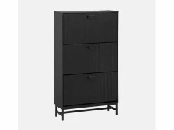 Sweeek Mueble zapatero con 3 puertas acanaladas
