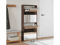 Clearance Mueble zapatero con espejo 4 niveles roble marrón 63x17x134 cm ES733772 Marru00f3n