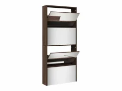 Clearance Mueble zapatero con espejo 4 niveles roble marrón 63x17x134 cm ES733772 Marru00f3n
