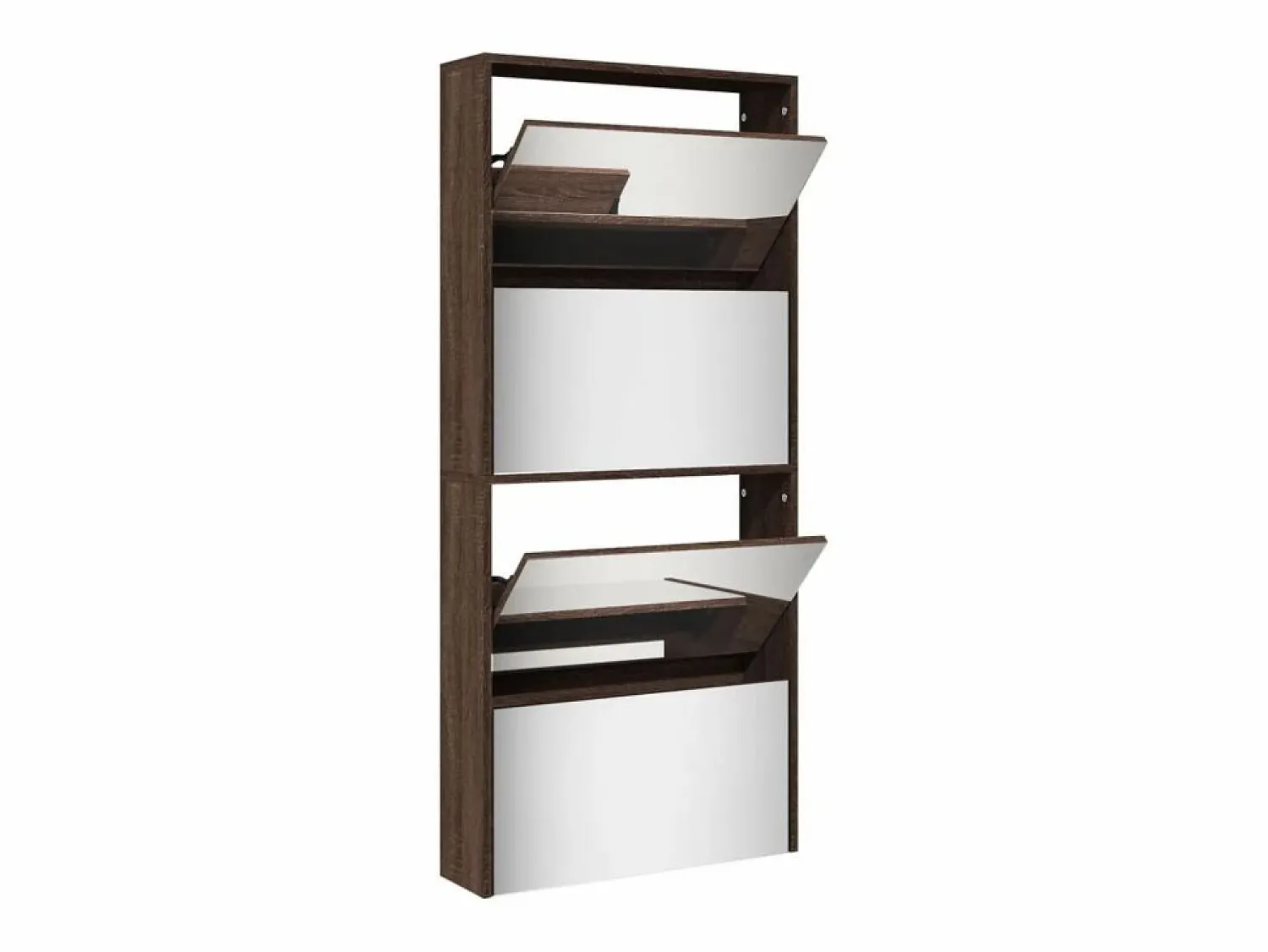 Clearance Mueble zapatero con espejo 4 niveles roble marrón 63x17x134 cm ES733772 Marru00f3n