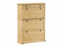 Outlet Mueble zapatero Corona madera maciza de pino 99x32x138 cm ES159669 Zapatero