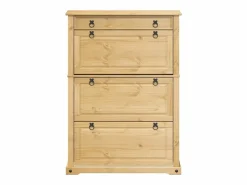 Outlet Mueble zapatero Corona madera maciza de pino 99x32x138 cm ES159669 Zapatero