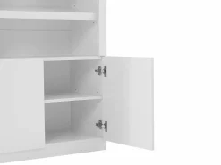 Online Vente-unique Mueble zapatero de 5 estantes y 2 puertas con luces LED en MDF - - DOLMINA Blanco