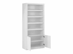 Online Vente-unique Mueble zapatero de 5 estantes y 2 puertas con luces LED en MDF - - DOLMINA Blanco
