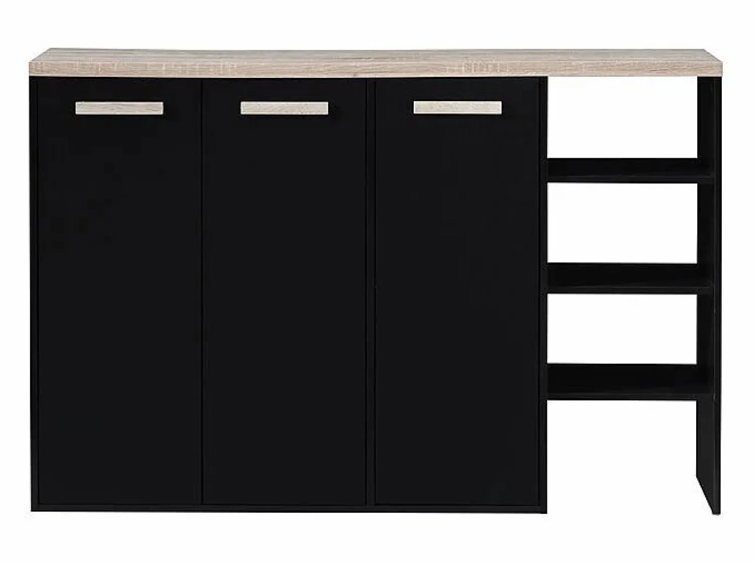 Vente-unique Mueble zapatero de 3 puertas y 3 estantes - Blanco y Natural claro - SKAIDO