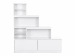 Vente-unique Mueble zapatero de 2 puertas y 6 compartimentos con luces LED en MDF - - LOVILA
