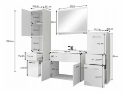 Muebles de baño modernos, conjunto suspendido con lavabo, espejo y columnas, matera / castaño mate Conjunto De Baño