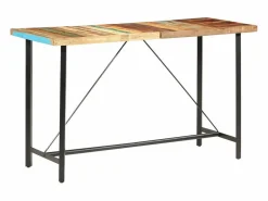 Discount Muebles de bar 9 pzas madera maciza reciclada cuero real lona Mesa Alta