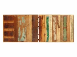 Discount Muebles de bar 9 pzas madera maciza reciclada cuero real lona Mesa Alta