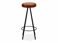 Discount Muebles de bar 9 pzas madera maciza reciclada cuero real lona Mesa Alta