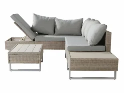 Muebles de jardín modulares de ratán PE - aptos para 4 o 5 personas - mesa de centro de tablones de plástico - Taupe Salones De Jardín
