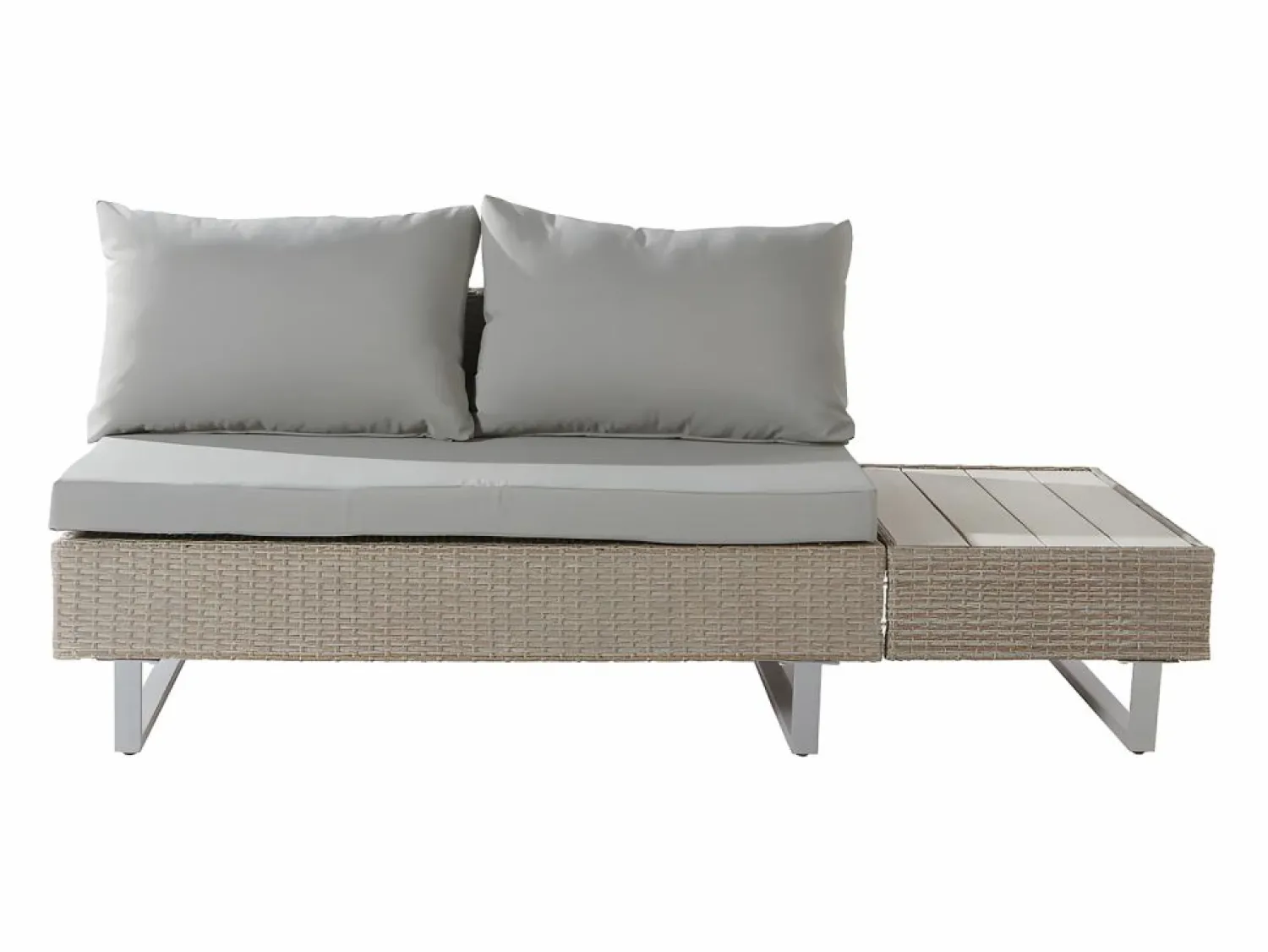 Muebles de jardín modulares de ratán PE - aptos para 4 o 5 personas - mesa de centro de tablones de plástico - Taupe Salones De Jardín