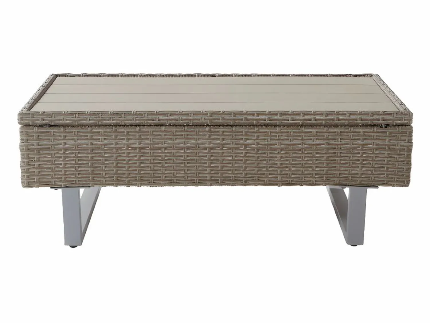 Muebles de jardín modulares de ratán PE - aptos para 4 o 5 personas - mesa de centro de tablones de plástico - Taupe Salones De Jardín