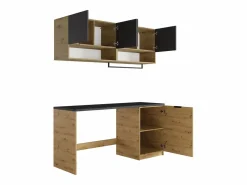 Sale Muebles de lavandería para lavadora - L182 cm - Antracita y natural - NATAJI Mueble Para Lavadora