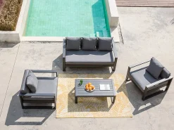 Online MYLIA Muebles de salón para jardín : un sofá de 3 plazas, 2 sillones, una mesa de centro - antracita - MOLOKAI Gris antracita