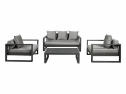 Online MYLIA Muebles de salón para jardín : un sofá de 3 plazas, 2 sillones, una mesa de centro - antracita - MOLOKAI Gris antracita