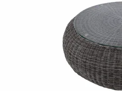 Discount MYLIA Muebles de salón para jardín de resina trenzada : sofá, 2 sillones y mesa de centro - WHITEHEAVEN Gris