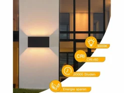 Online 2 Aplicaciones LED para Muro Negras IP65, Luz Blanca Caliente Ajustable G9, para Salón, Jardín, Terraza Iluminación Exterior