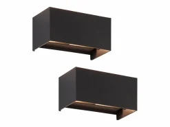Online 2 Aplicaciones LED para Muro Negras IP65, Luz Blanca Caliente Ajustable G9, para Salón, Jardín, Terraza Iluminación Exterior