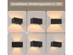 NETTLIFE 4 Lámparas LED para Muro Exteriores Negras, Iluminación Ascendente/Descendente, IP65, Luz Blanca Caliente G9