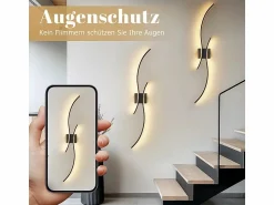 NETTLIFE Aplique LED de pared para interiores - Lámpara de pasillo de 14 W y 100 cm, color , diseño moderno de ondas, 3000 K