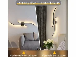 NETTLIFE Aplique LED de pared para interiores - Lámpara de pasillo de 14 W y 100 cm, color , diseño moderno de ondas, 3000 K