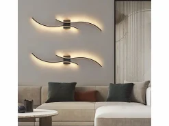 NETTLIFE Aplique LED de pared para interiores - Lámpara de pasillo de 14 W y 100 cm, color , diseño moderno de ondas, 3000 K