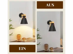 NETTLIFE Aplique Retro Vintage E27 en Iluminación de Pared Interior Industrial en Madera Cuero Plástico (Sin Bombilla)