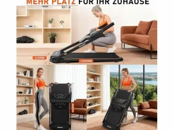 New Cinta de correr plegable de 14 km/h - Plataforma de escritorio - Pantalla LED y sensores de frecuencia cardíaca - Carga máxima 150 kg Cinta De Correr