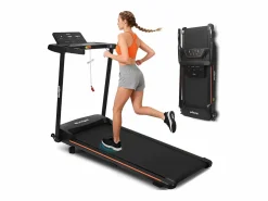 New Cinta de correr plegable de 14 km/h - Plataforma de escritorio - Pantalla LED y sensores de frecuencia cardíaca - Carga máxima 150 kg Cinta De Correr